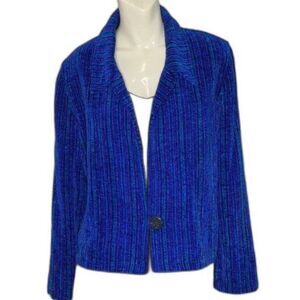 Margaret Lent Womens Handwoven Jacket Blue Pink Striped Medium EUC